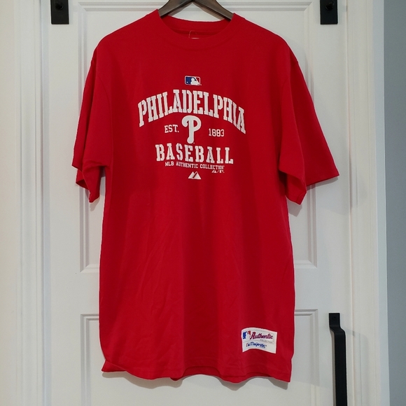 Majestic MLB T Shirt Philadelphia Baseball Double Header Will Evan 2011 Mens M - Picture 8 of 9